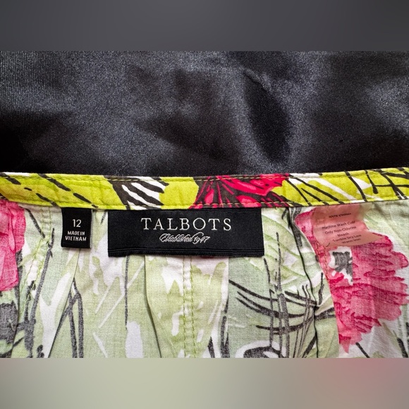 Talbots Woman’s Green/pink Butterfly Floral Pleated Skirt Size 12 Knee Length - Picture 9 of 10